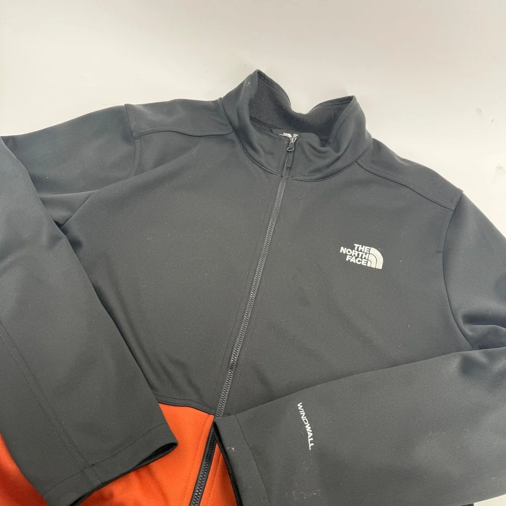 The North Face WindWall Softshell Jacket Mens XL Black Orange Full Zip Fleece
